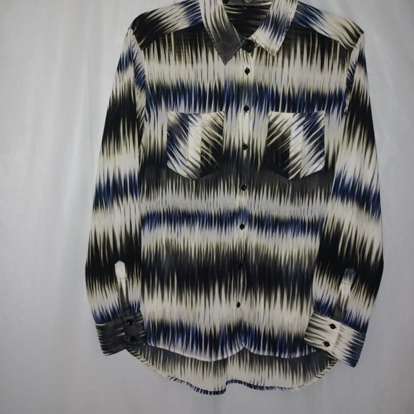 GUESS SHEER BUTTON DOWN WOMEN'S LONG SLEEVE SHIRT - Picture 10 of 12